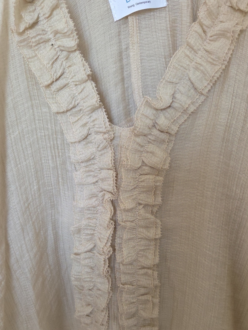 Bluivy Bohemian Inspired Beige-Cream Ruffle Sleeveless Top - Picture 4 of 4